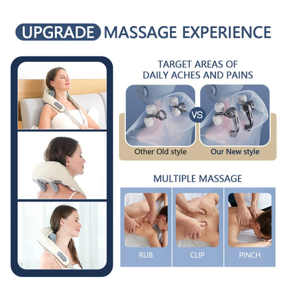 Foreverlily Wireless Neck and Back Massager – Deep Tissue Neck and Shoulder Kneading Massage Shawl for Cervical and Trapezius Relief