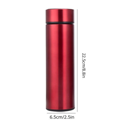 1pc 500ml Black Stainless Steel Smart Thermos Bottle – Temperature Display Water Bottle Portable Thermal Mug for Men & Women Business Gift