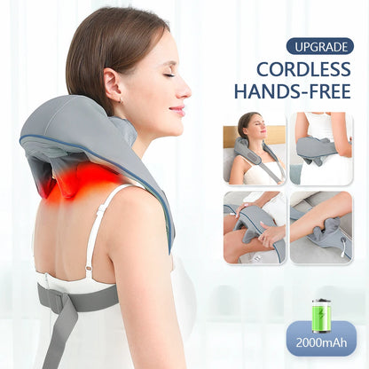 Foreverlily Wireless Neck and Back Massager – Deep Tissue Neck and Shoulder Kneading Massage Shawl for Cervical and Trapezius Relief
