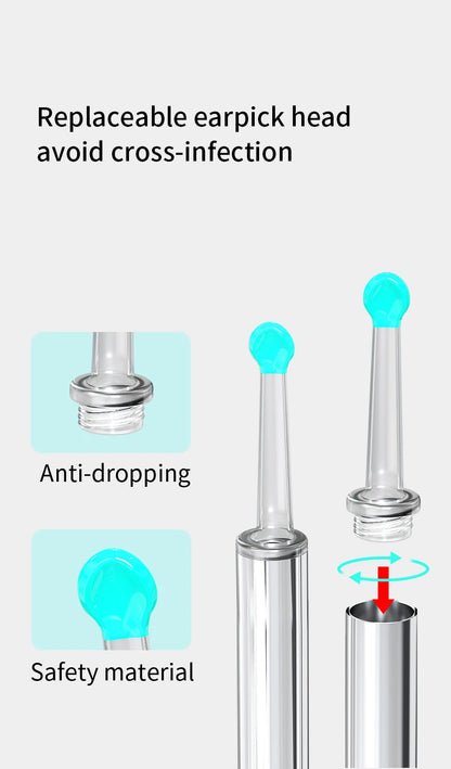 Smart Visual Ear Cleaner with HD Camera | Wireless Otoscope Ear Cleaning Stick USB-C Charging Earpick Tool Set