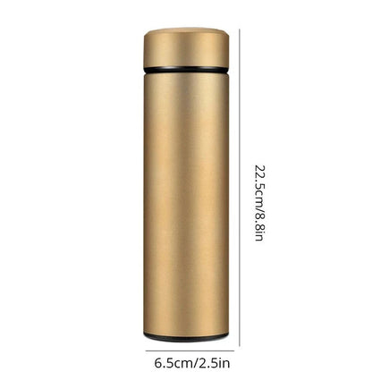 1pc 500ml Black Stainless Steel Smart Thermos Bottle – Temperature Display Water Bottle Portable Thermal Mug for Men & Women Business Gift
