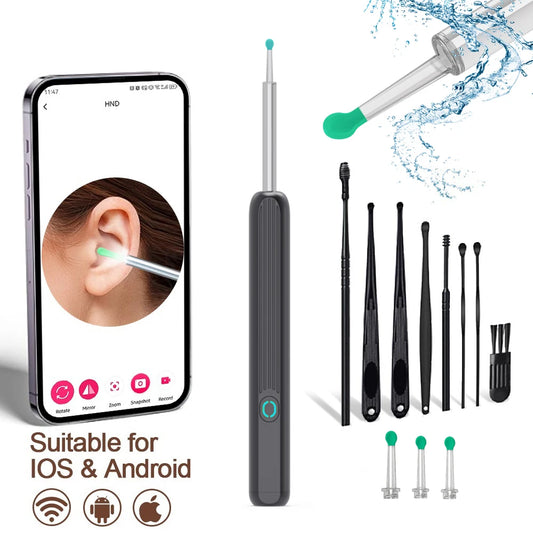 Smart Visual Ear Cleaner with HD Camera | Wireless Otoscope Ear Cleaning Stick USB-C Charging Earpick Tool Set