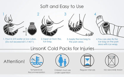 Reusable Ice Pack & Hot Water Compress Bag for Knee, Injuries, Headaches, Kids & Adults