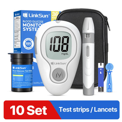 LinkSun G-425-3 Blood Glucose Meter with 10/50/100pcs Test Strips | Medical Diabetes Glucosemeter & Blood Sugar Monitor Kit