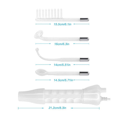 4-in-1 Handheld Electric High Frequency Beauty Device – Portable Machine for Skin Care & Acne Treatment with Neon Facial Therapy Wand