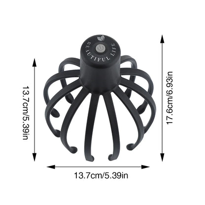 Electric Octopus Head Massager – Hands-Free Vibrating Scalp Massager with LED Red Light & 3-Level Head Scratcher